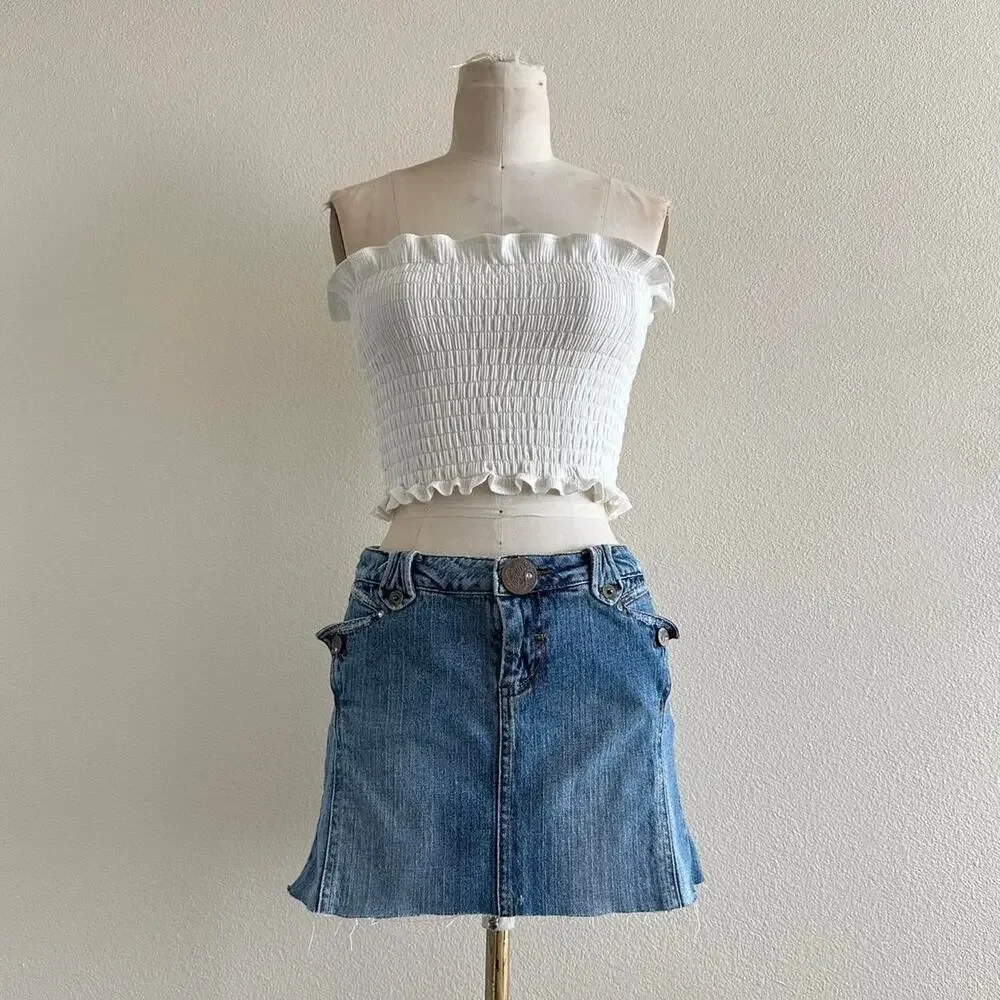 handmade white ruched bandeau - Picture 1 of 6